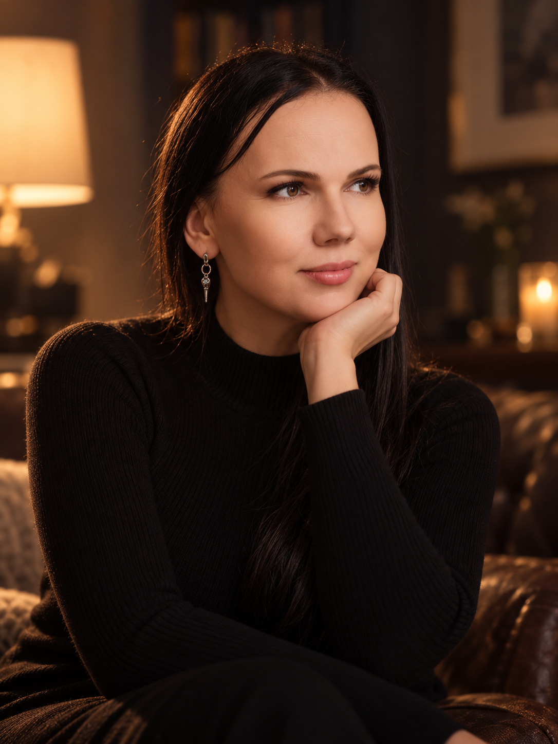 Natalya PRIZMA в тёплом свете лампы